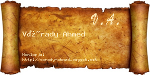 Várady Ahmed névjegykártya
